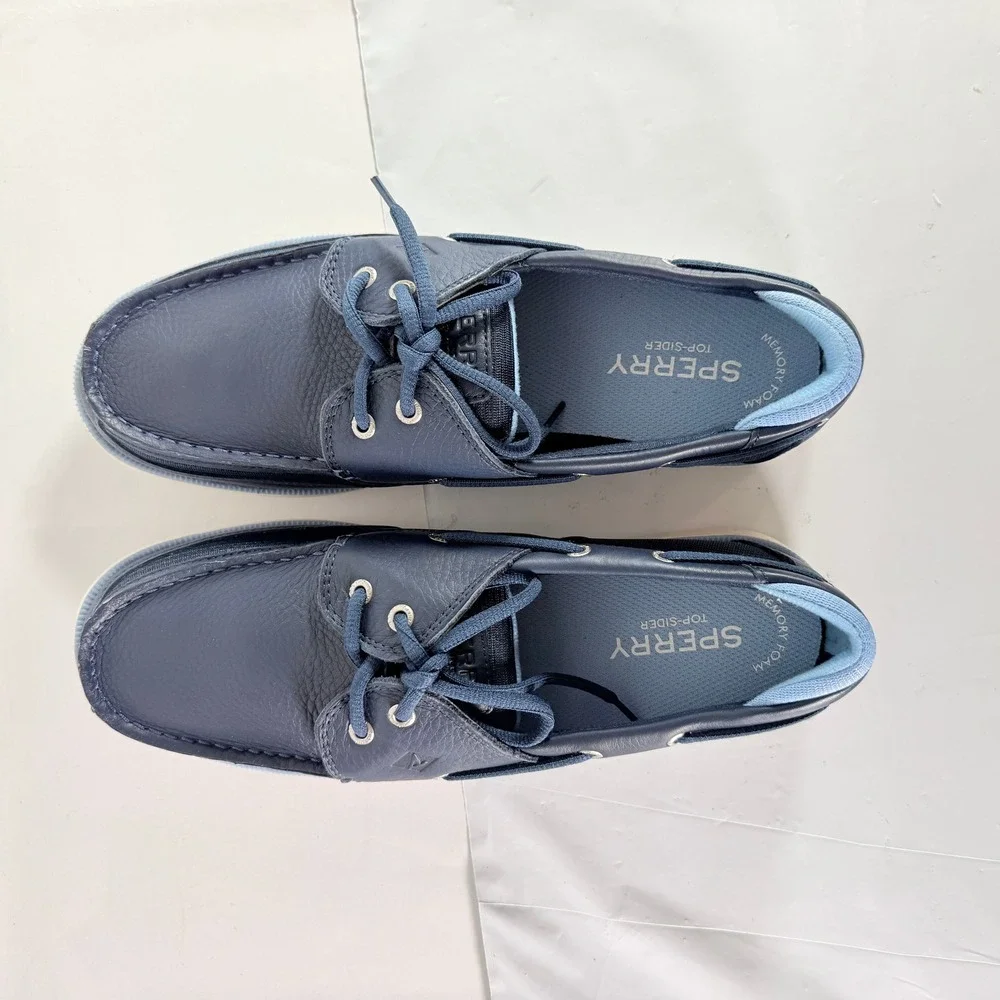 Sperry Surveyor 2-Eye Navy Blue Leather Boat Shoes Men's 12 W New in Box